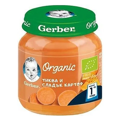 Gerber Organic пюре тиква и сладък картоф - 125 г