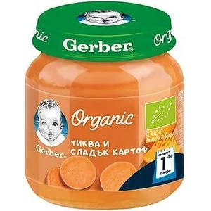 Gerber Organic пюре тиква и сладък картоф - 125 г