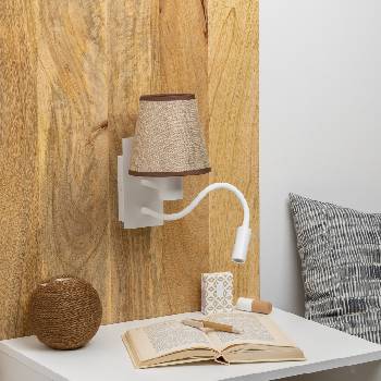 Brilagi - LED Аплик NUBILA 1xE27/25W/230V + LED/3W бял/кафяв (BG1559C)