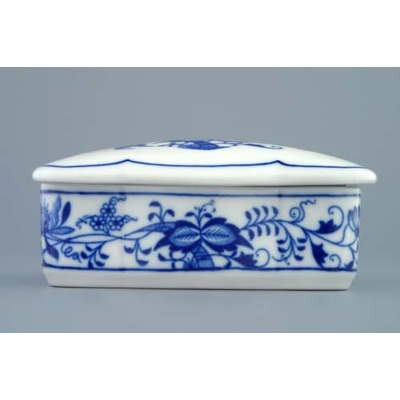 Cibulák Dóza na cigarety s víčkem 11,5 cm originální cibulákový porcelán Dubí cibulový vzor