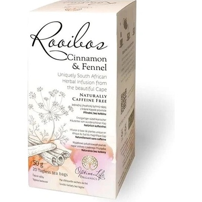 OptimLife Organics Čaj Rooibos se Skořicí a Fenyklem 20 x 2,5 g