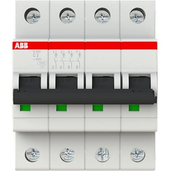 ABB Автоматичен прекъсвач ABB S204-C2 - 6 kA, 4 P, 2 A (2CDS254001R0024)