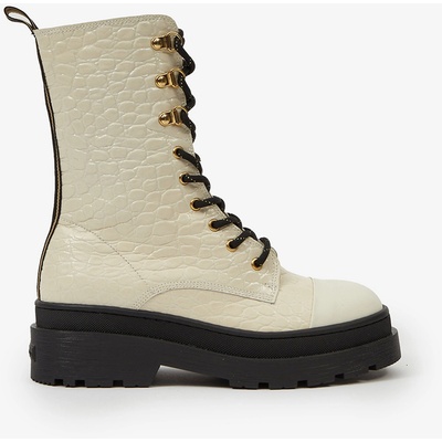 Scotch & Soda Кремави дамски кожени обувки Scotch & Soda Aubri Mid Boot Off Wht Croco Scotch & Soda | Byal | ЖЕНИ | 38
