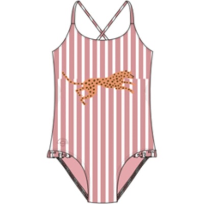 Swim Essentials Swim Essentials: Цял бански с къдрички и слънцезащитен фактор 50+ - "Leopard Striped (SWE-2024SE1180)