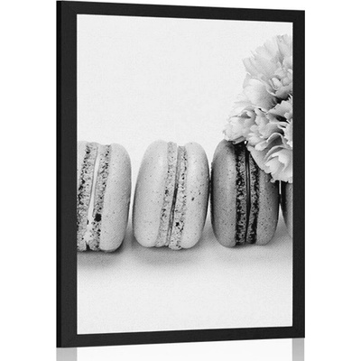 Plakát chutné makronky v černobílém provedení - 40x60 black