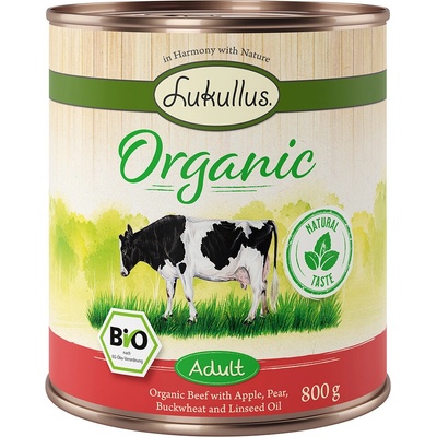 Lukullus Organic Adult hovězí s jablky 6 x 800 g