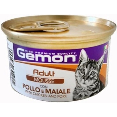 Gemon Adult Mousse with Chicken & Pork консерва с пиле и свинско пълноценна храна за котки 85gr
