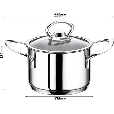 G.Gastro Kastrol nízký Nerezová ocel 1,5 l 16 cm Výška: 8 cm vč. víko s vhodný pro všechny typy sporáků včetně indukce D14159094