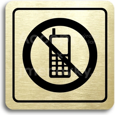 ACCEPT Piktogram zákaz telefonování - zlatá tabulka - černý tisk