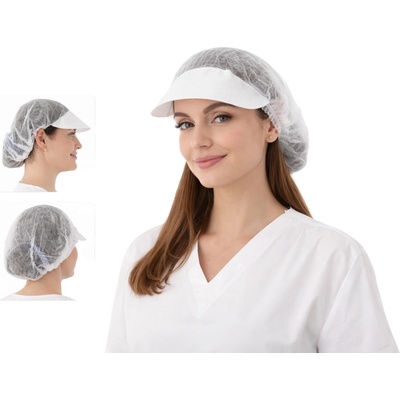 Espeon čepice s kšiltem z netkané textilie 53 cm 100 ks bílá – Zboží Dáma