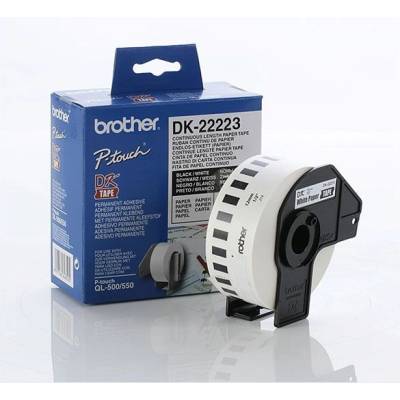 Brother DK-22223 White Continuous Length Paper Tape 50mm x 30.48m, Black on White (DK22223)