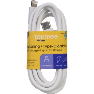 TEKMEE КАБЕЛ tipe-c lightning 2.4a 1м БЯЛ tekmee (5119)