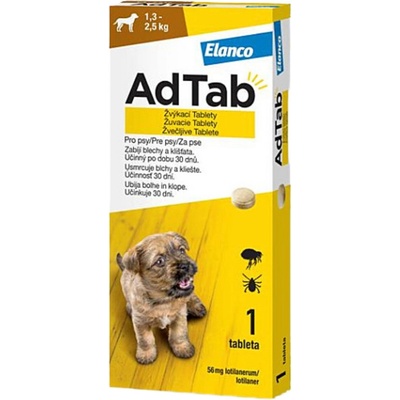 AdTab 56 mg žuvacie tablety pre psov 1,3-2,5 kg 1 tbl
