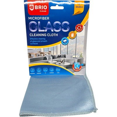 BRIO микрофибърна кърпа, 30х30см, Синя, За стъкла, 1 брой