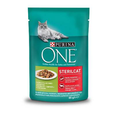 PURINA ONE Sterilcat mini filetky s morkou a zelenými fazuľkami v šťave 85 g