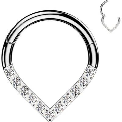 Šperky4U Segment kruh se zirkony septum helix cartilage tragus piercing NS0063ST-1210