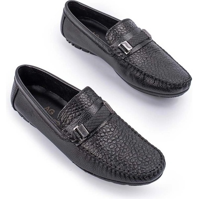 Alexander garcia Мъжки мокасини от естествена кожа - Черни 20230321135 (381633_Черно)