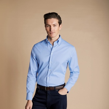 Charles Tyrwhitt Button-Down Non-Iron Oxford Shirt - Slim fit | 41 | 86 (Стандартен) Семпла риза с яка Официални