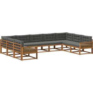vidaXL Комплект дивани за открито 9 бр. Натурален и Антрацит (3382890)
