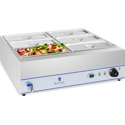 Royal Catering Бен мари - 2, 000 W - 6 x 1/3 GN контейнери - с кран за източване RCBM-6W-2000 (RCBM-6W-2000)