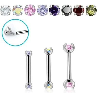 InfinityPierce Rovná činka do piercingu z chirurgické oceli s krystaly BBE2CZIN