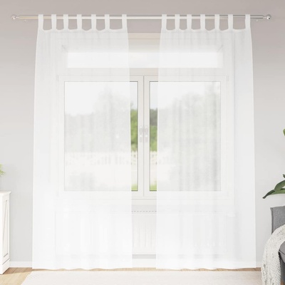 vidaXL Перде от воал С завеси 2 pcs Бяло 245 x 140 см Полиестер (4108035)