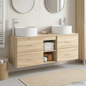 vidaXL Комплект мебели за баня 3 бр. Дъб сонома 129 x 44.5 x 80 см (3405949)
