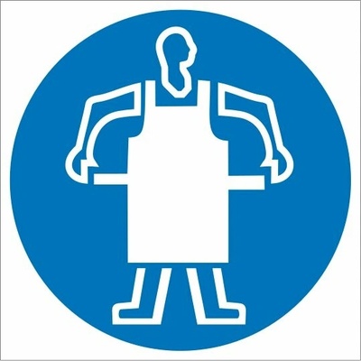 Piktogram Príkaz na používanie ochrannej zástery - 50x50 mm, SAMOLEPKA PVC