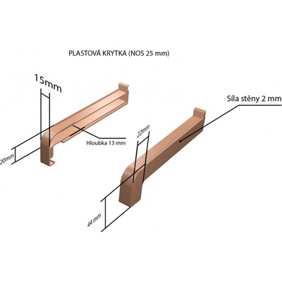 DEOKORK Plastové krytky pro obě strany NOS 25 x 320 mm - Bílá RAL 9016