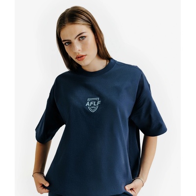 DECATHLON Dámske crop tielko Heritage s grafickým dizajnom tmavomodré