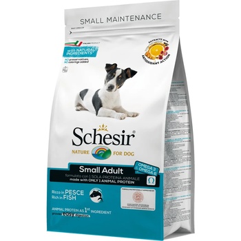 Schesir Small Dog Maintenance with Fish - Пълноценна суха храна за израснали кучета от дребни породи с риба, 800 гр