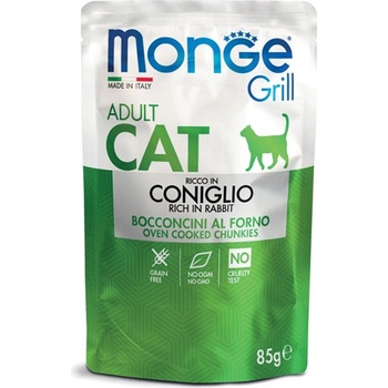 Monge Grill Adult Cat - Chunkies in Jelly - Rabbit - пауч хапки в желе със заешко за котки в зряла възраст - 85 гр, Италия - 3611