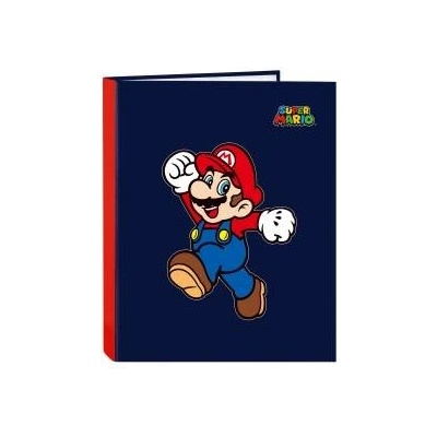 Super Mario Папка с пръстени Super Mario World Морско син A4 26.5 x 33 x 4 cm