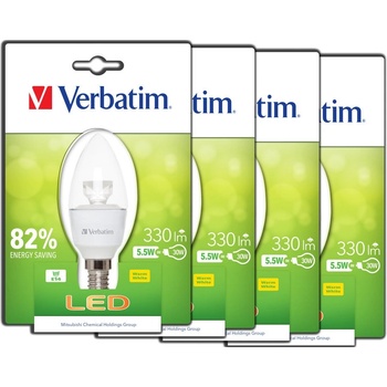 Verbatim LED žárovka E14 5,5W 330lm 30W typ B čirá Teplá bílá 4ks