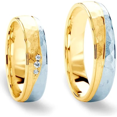 SAVICKI Сватбени халки: двуцветно злато, плоски. 5 мм