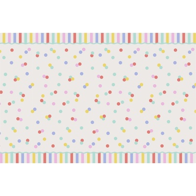 PartyDeco Papierový obrus Farebné konfety 180x120 cm
