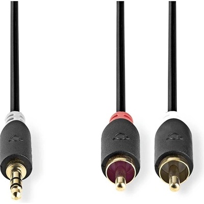 Nedis CABW22200AT05 стерео аудио кабел 3, 5 мм стерео жак - 2 пъти RCA, позлатен, 0, 5 м (CABW22200AT05)