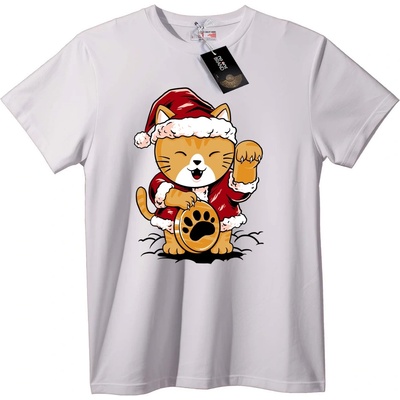 NOONEBRAND Тениска Коледно Коте Санта - S, Black