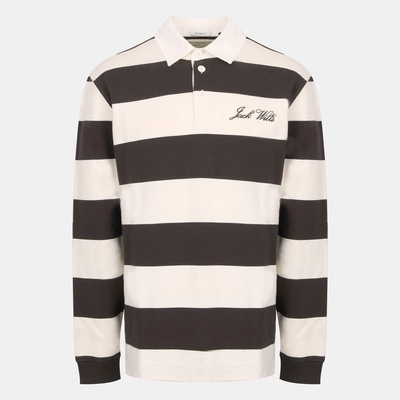Jack Wills Блуза с яка Jack Wills Men's Cotton Long Sleeve Rugby Polo Shirt - Iron/Bone