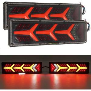  Комплект Ляв + Десен Мултифункционални LED Стопове с Динамичен Мигач Neon 46cm х 12.5cm 24V