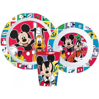 Stor Súprava plastového riadu Disney Mickey Mouse a Pes Pluto s kelímkom 3 ks