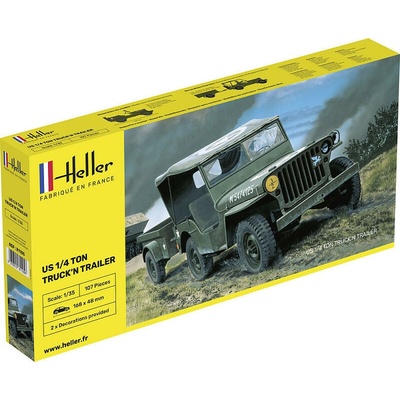 Heller Jeep Willis & Trailer 1:35
