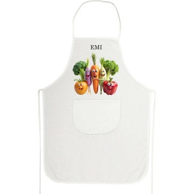 EMI Kuchynská zástera Happy Veggie biela