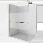 Mexen Kioto+ душекран с рафт Walk-in 70 x 200 см, прозрачен/матов, златен - 800-070-121-50-35 (800-070-121-50-35)