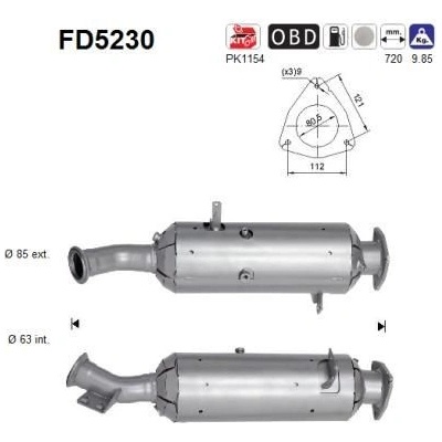 Filtr sazových částic, výfukový systém AS FD5230
