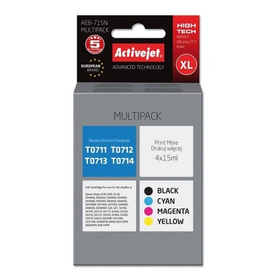 Compatible Мастило Activejet AEB-715N (заместител за Epson T0715, Supreme, 4 x 15 ml, черно, магента, циан, жълто) (AEB-715N)