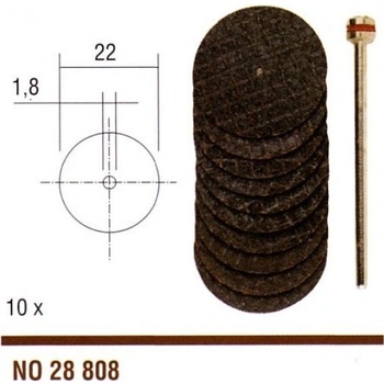 PROXXON Řezné vázané kotouče z oxidu hliníku 10ks/22mm + upínací stopka. 28808