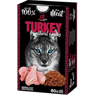 Alpha Spirit Cat Naturals Sušené morčacie mäso 80 g