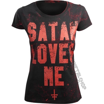 Image 1 of AMENOMEN тениска хардкор дамски - satan ОБИЧА АЗ - amenomen - omen057da allprint red