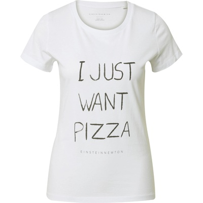 Einstein & newton Тениска 'Want Pizza' бяло, размер M